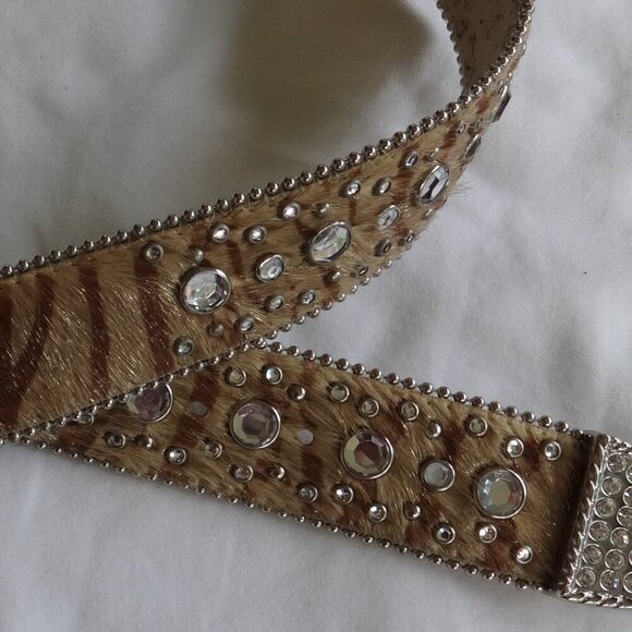 Christine Alexander women's belt size L Rhinestones on Brown Pony color, VGC - Picture 10 of 10